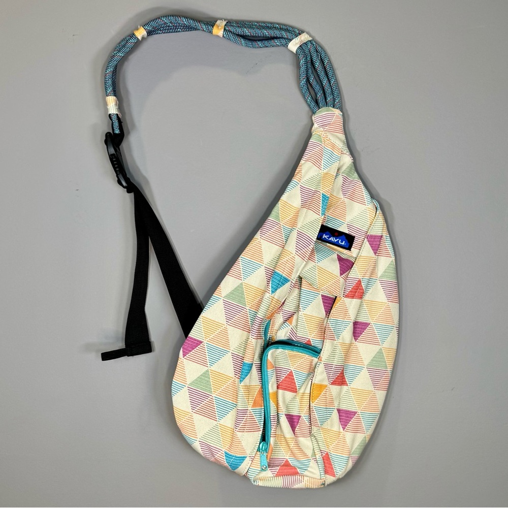KAVU Rope Sling Bag - Multicolor Geometric Gorpcore Outdoor Day Pack